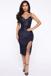 Let's Start Over Midi Dress - Navy
