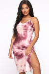 Undying Love Satin Midi Slip Dress - Wine/combo