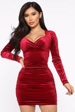 Valerie Velvet Mini Dress - Burgundy