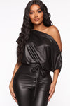Want You Back PU Jumpsuit - Black