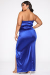 Knotty Girl Satin Maxi Dress - Royal