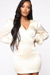 In Charge Satin Mini Dress - Ivory