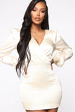 In Charge Satin Mini Dress - Ivory