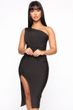 Stole Your Heart Bandage Midi Dress - Black