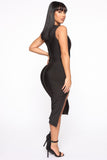 Stole Your Heart Bandage Midi Dress - Black