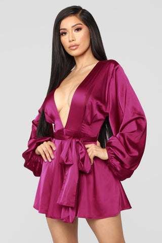 Sophia Satin Romper - Magenta