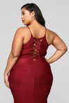 Azariah Lace Up Maxi Dress - Burgundy