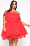 Exclusive Tulle Mini Dress - Red