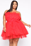 Exclusive Tulle Mini Dress - Red