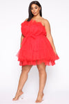Exclusive Tulle Mini Dress - Red