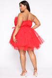 Exclusive Tulle Mini Dress - Red