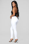 Super High Waist Denim Skinnies - White