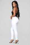 Super High Waist Denim Skinnies - White