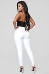 Super High Waist Denim Skinnies - White
