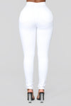 Super High Waist Denim Skinnies - White