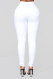 Super High Waist Denim Skinnies - White