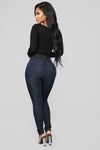 Classic High Waist Skinny Jeans - Dark Denim