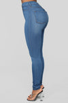 Classic High Waist Skinny Jeans - Medium Blue Wash
