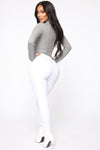 Super High Waist Denim Skinnies - White