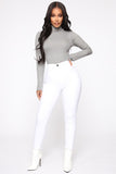 Super High Waist Denim Skinnies - White