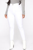 Super High Waist Denim Skinnies - White