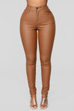 Double Dare Faux Leather Pants - Camel