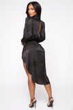 Subtle Shades Satin Midi Dress - Black