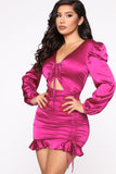 Someone Special Satin Mini Dress - Magenta