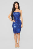 Mad About It Sequin Midi Dress - Royal