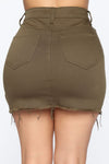 Nadia Denim Zipper Skirt - Olive