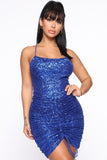 Misbehaving Sequin Mini Dress - Royal