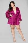 Sophia Satin Romper - Magenta
