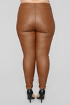 Double Dare Faux Leather Pants - Camel
