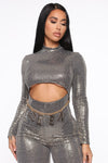 Queen Babe Metallic Knit Romper - Gold