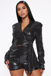 Look At My Shine Romper - Gunmetal