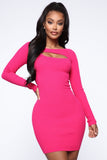 Cold Hearted Ribbed Mini Dress - Fuchsia