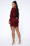 Never Waisting Time Mini Dress - Wine