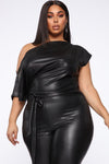 Want You Back PU Jumpsuit - Black