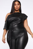 Want You Back PU Jumpsuit - Black