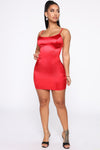 So Smooth Satin Mini Dress - Red