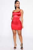 So Smooth Satin Mini Dress - Red