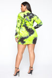 Queen Tie Dye Mini Dress - Green/combo