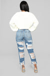 Bennie Boyfriend Jeans - Medium Blue Wash