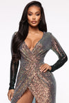 Chasing Dreams Sequin Maxi Gown - Gold/Hunter