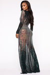 Chasing Dreams Sequin Maxi Gown - Gold/Hunter