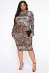 Crazy About You Midi Dress - Brown Combo