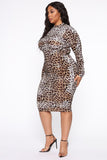 Crazy About You Midi Dress - Brown Combo