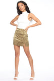 Madison Satin Mini Skirt - Olive