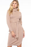 Katherine Ribbed Sweater Dress - Taupe