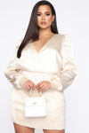 In Charge Satin Mini Dress - Ivory